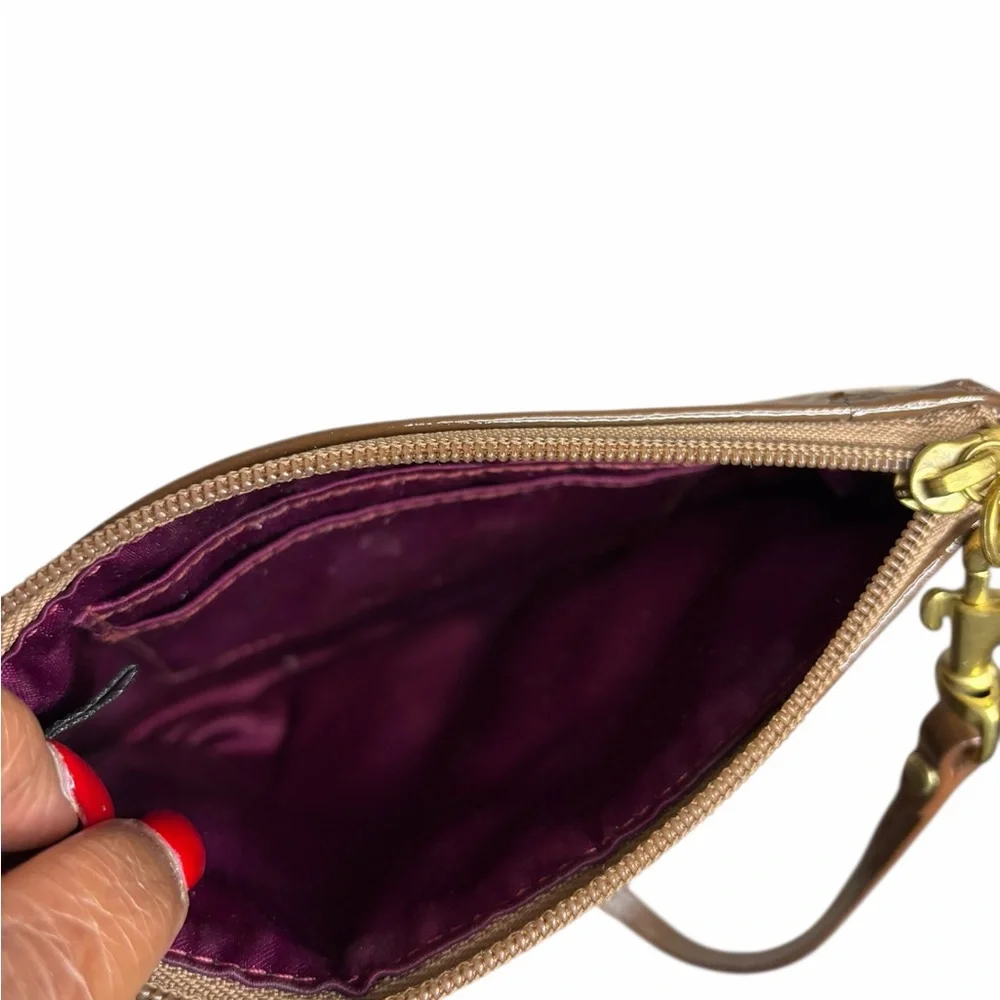 Coach Brown Snake Print Wristlet